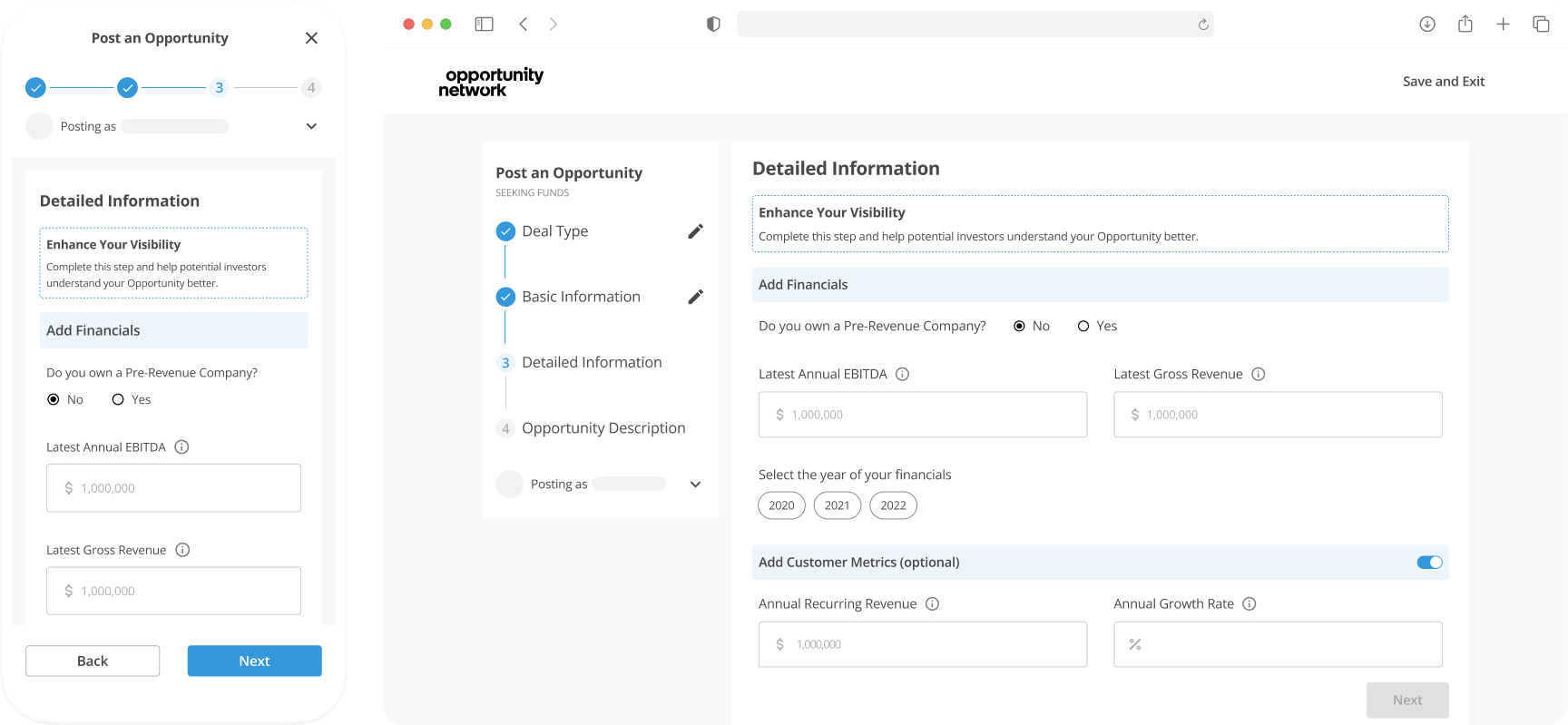 Final design of the new step added in the posting flow